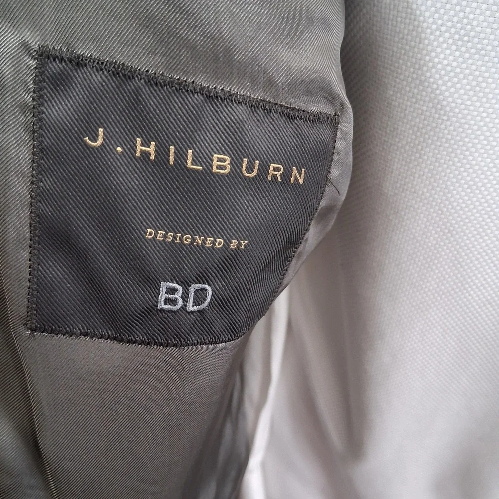J.Hilburn Blazer 46S Gray Heathered Vitale Barberis Wool Sport Coat Double Vent